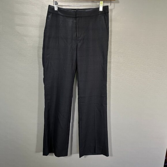 Banana Republic Pants Womens 2 Straight Trouser Blue Plaid Wool Blend Pockets - Picture 1 of 8